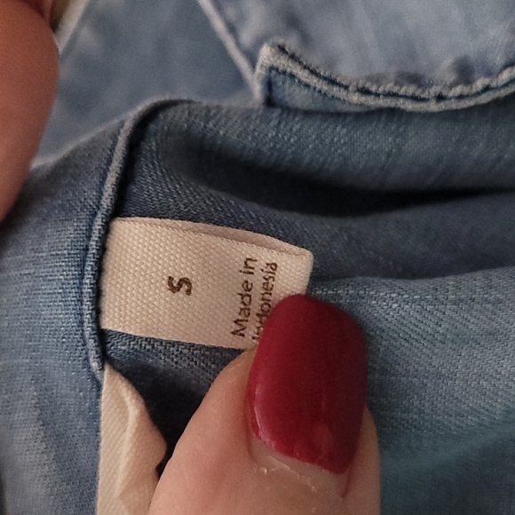 Soft Surroundings chambray denim button tunic short sleeve shirt top sz small - Picture 6 of 8